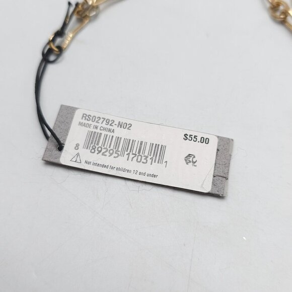 Robert Lee Morris RLM Gold Plated Necklace Faceted Glass Pendant Chain Link - Picture 6 of 9